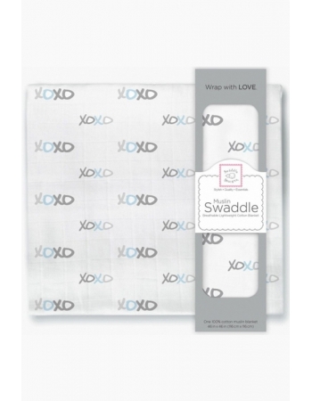 Муслиновая пеленка для новорожденных Swaddle Designs большая, Pstl Blue XOXO