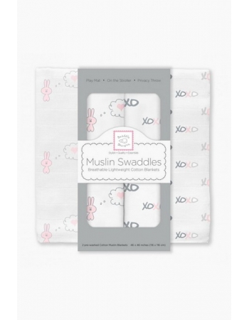 Муслиновые пеленки для новорожденных SwaddleDesigns большие, Pink Bunnie XOXO