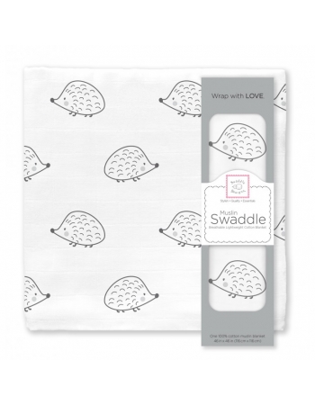 Муслиновая пеленка для новорожденных Swaddle Designs большая, Black Hedgehog