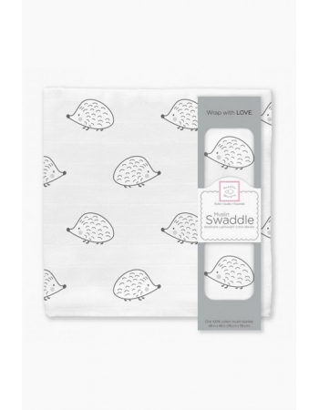 Муслиновая пеленка для новорожденных Swaddle Designs большая, Black Hedgehog