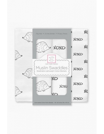 Муслиновые пеленки для новорожденных Swaddle Designs большие, Hedgehog XOXO