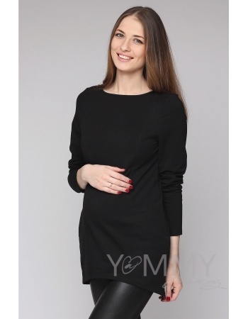 Туника из футера для беременных и кормящих, черная