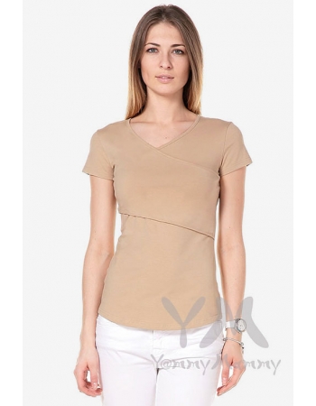 Футболка для беременных и кормящих, цвет бежевый