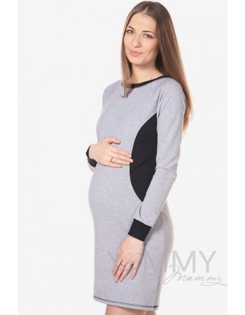 Платье спортивное для беременных и кормящих, серый меланж