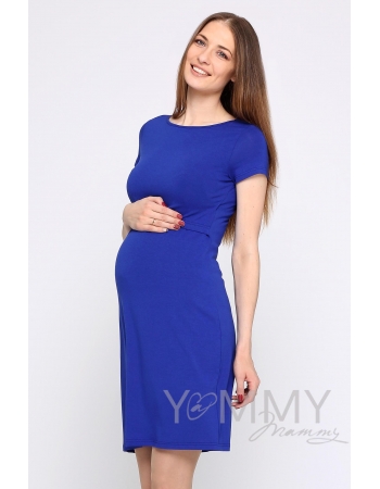 Платье для беременных и кормящих из вискозы, ультрамарин