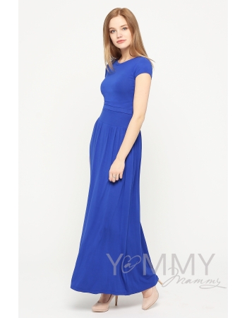 Платье длинное для беременных и кормящих с карманами, ультрамарин