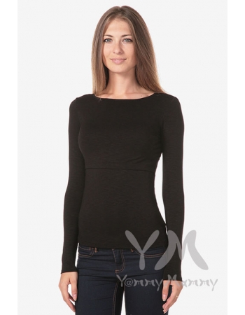 Лонгслив из вискозы для беременных и кормящих, черный
