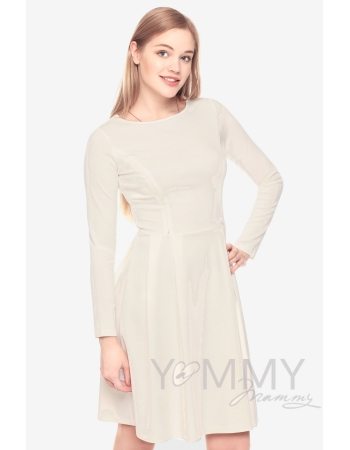 Платье со склПлатье для беременных и кормящих со складками, экрюадками экрю для беременных