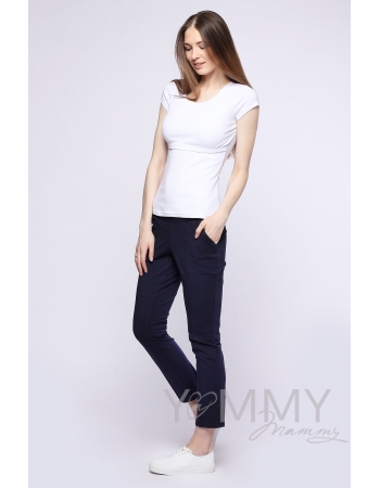 Брюки для беременных и родивших со стрелками, темно-синие