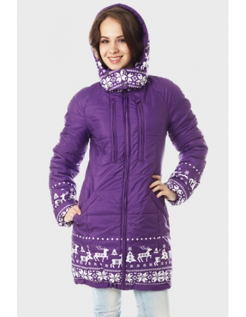 Зимняя слингокуртка Ingrid 3в1, олени фиолет