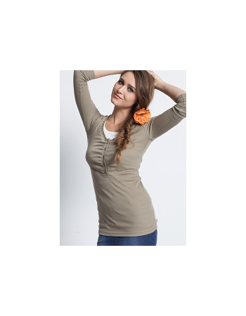 Топ для кормления Mothers en Vogue "Classic Layered Ribed", длинный рукав, серо-бежевый