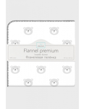 Фланелевая пеленка для новорожденных Adam Stork большая, принт Gray Bears