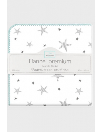 Фланелевая пеленка для новорожденных Adam Stork большая, принт Turquoise Stars