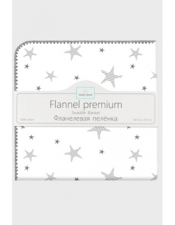 Фланелевая пеленка для новорожденных Adam Stork большая, принт Gray Stars