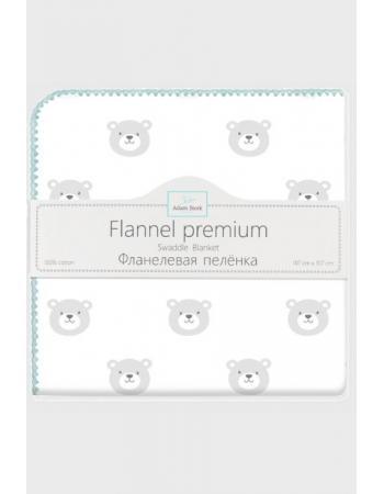 Фланелевая пеленка для новорожденных Adam Stork большая, принт Turquoise Bears