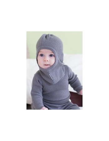 KoCoi шапка-шлем из шерсти мериноса, серый (термобелье)