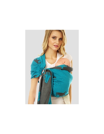 Слинг с кольцами Mum's Era "Коты", бирюза