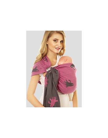 Слинг с кольцами Mum's Era "Коты", пурпур