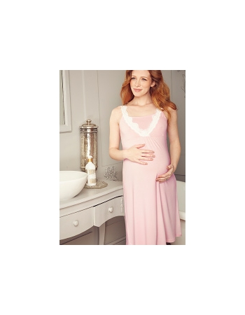 Ночная рубашка для беременных и кормящих Amoralia Lace Trim, розовый