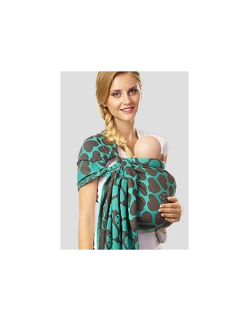 Слинг с кольцами Mum's Era "Loving Hearts Lagoon", голубой/коричневый