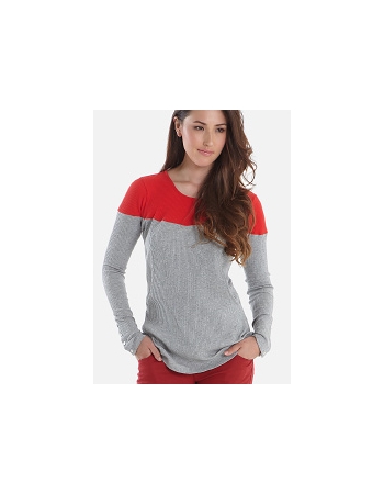 Туника для кормления Mothers en Vogue Colourblock, серый-красный