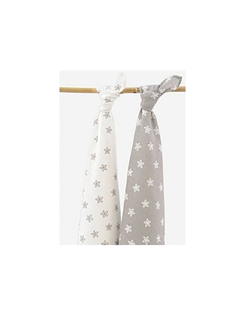 Комплект пеленок для новорожденных Jollein, Starfish grey (фланель+муслин)