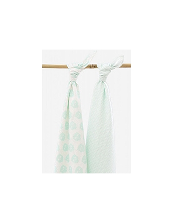 Комплект пеленок для новорожденных Jollein, Owl mint (фланель+муслин)