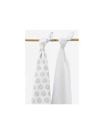 Комплект пеленок для новорожденных Jollein, Owl blue (фланель+муслин)