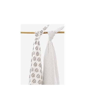 Комплект пеленок для новорожденных Jollein, Owl grey (фланель+муслин)