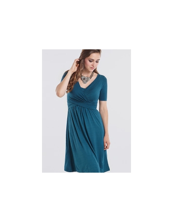 Платье для кормящих Wrap Dress короткий рукав, Dusky Tapestry Blue
