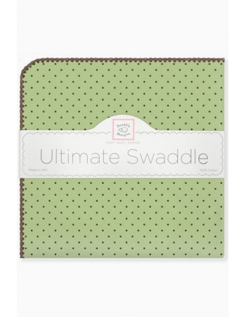 Фланелевая пеленка для новорожденного SwaddleDesigns Lime w/BR Dot
