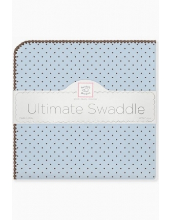 Фланелевая пеленка для новорожденного SwaddleDesigns Blue w/BR Dot