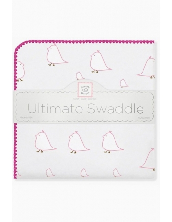Фланелевая пеленка для новорожденного SwaddleDesigns Pink Chickies