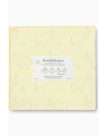 Фланелевая пеленка для новорожденного SwaddleDesigns Слоники с птичками желтая
