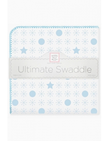 Фланелевая пеленка для новорожденного SwaddleDesigns Ultimate Jax & Stars Blue