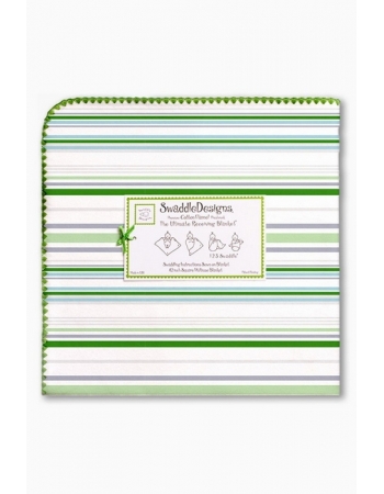 Пеленка фланель для новорожденного SwaddleDesigns Pure Green Stripe