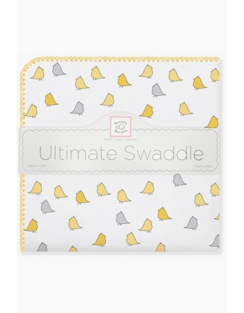 Фланелевая пеленка для новорожденного SwaddleDesigns Птички - желтые