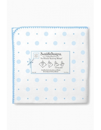Фланелевая пеленка для новорожденного SwaddleDesigns Blue Big Dot Lt Dot