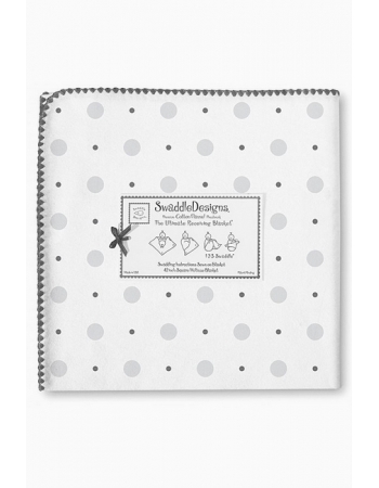 Фланелевая пеленка для новорожденного SwaddleDesigns Gray and Sterling Dots