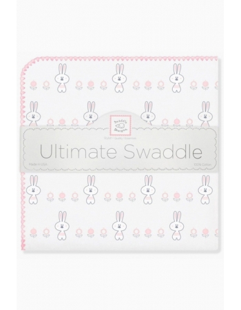 Фланелевая пеленка для новорожденного SwaddleDesigns Ultimate Garden Bunnie Pink