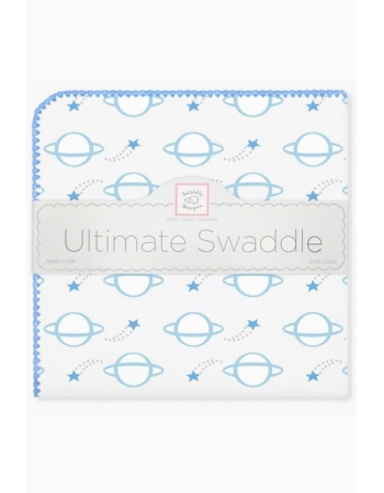 Фланелевая пеленка для новорожденного SwaddleDesigns Ultimate Planets Blue