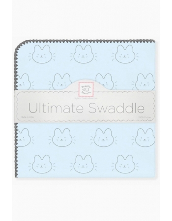 Фланелевая пеленка для новорожденного SwaddleDesigns Ultimate Bonjour Bunnie Pstl Blue