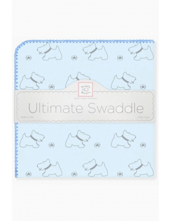 Фланелевая пеленка для новорожденного SwaddleDesigns Ultimate Gray Doggie Blue