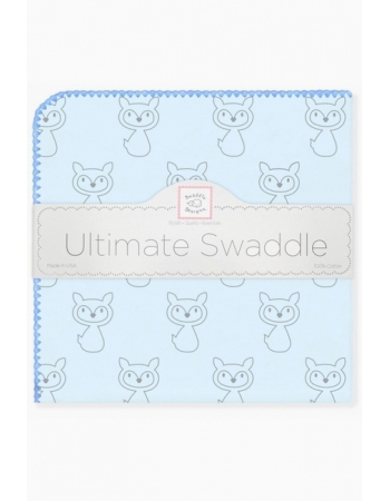 Фланелевая пеленка для новорожденного SwaddleDesigns Ultimate Gray Fox Blue