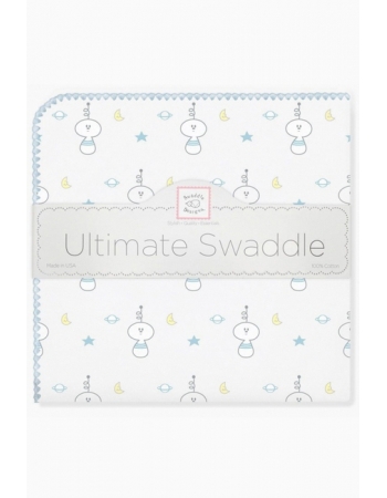 Фланелевая пеленка для новорожденного SwaddleDesigns Ultimate Space Friend Blue
