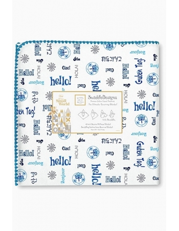 Фланелевая пеленка для новорожденного SwaddleDesigns Blue Hello SM